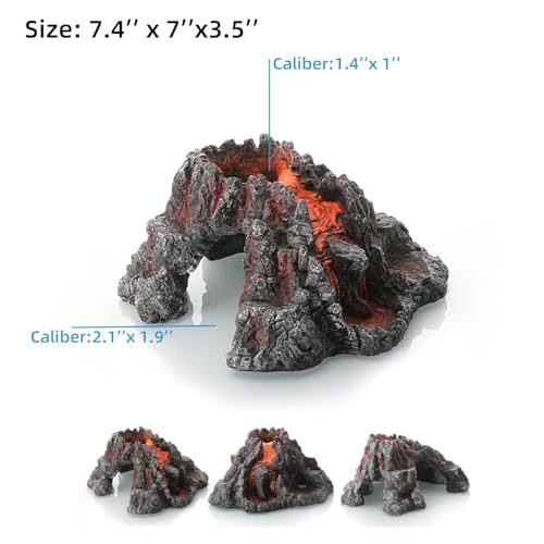 Volcano Shape Aquarium Decorations Cave for Fish Tank | Bubbler Decorations| Fish Sleep Rest House | Resin Cave Ornaments