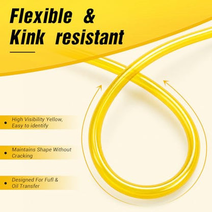 Pangda 30ft Clear Vinyl Tubing 3/8" ID x 1/2" OD Flexible Soft PVC Tubing Fuel Line Hose Lightweight Vinyl Tubes Yellow Large Water Pipe for Transfering Fuel and Lubricant Air Oil Water - size: 30 ft