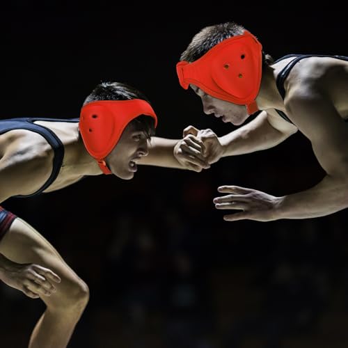 Tellegloww Wrestling Headgear for Kids Youth Soft Grappling Headgear Adjustable Wrestling Ear Guard for Adults - color: Orange, style: Classic Style