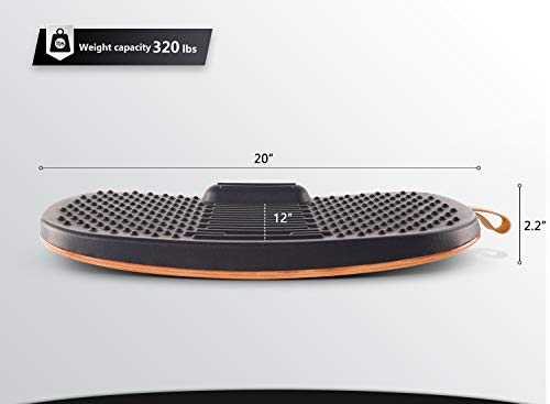 FEZIBO Standing Desk Mat with Anti Fatigue Bar, Wooden Wobble Balance Board with Ergonomic Design Comfort Floor Mat