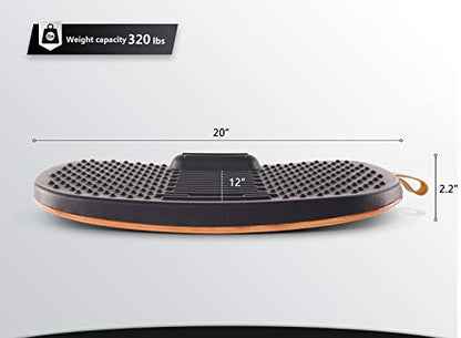 FEZIBO Standing Desk Mat with Anti Fatigue Bar, Wooden Wobble Balance Board with Ergonomic Design Comfort Floor Mat