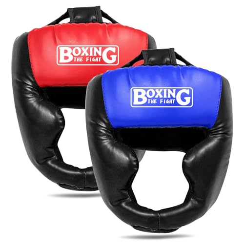 2 Pack & 1 Pack Boxing Headgear - Sparring Safety Head Guard for MMA, Kickboxing, Muay Thai, Boxing - Men, Women, Kids - color: Red & Blue, size: Large-X-Large