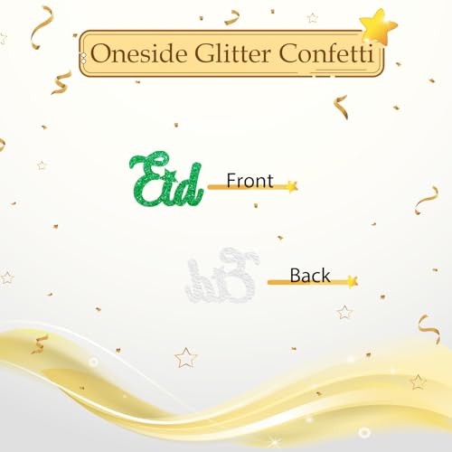 100pcs Eid Mubarak Confetti, Gold Glitter Ramadan Kareem Table Confetti for Muslim Islamic Party, Eid Paper Cut Outs, Holiday Festival Birthday Party Table Decoration - style: Eid-Green