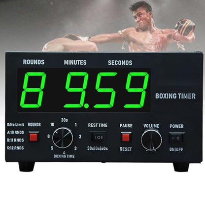 Professional Gym Timer Boxing Interval Timer, with Adjustable Buzzer Alarm, Boxing Round Timer for Muay Thai, MMA, Kickboxing, 30S-10min Training and 0/30/60S Rest Time Green - color: Green
