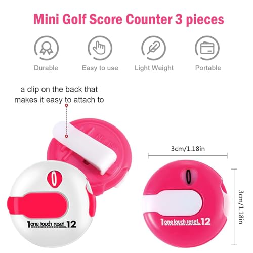 Golf Stroke Counter 1.2 Inch with Touch Reset - color: 6 colors