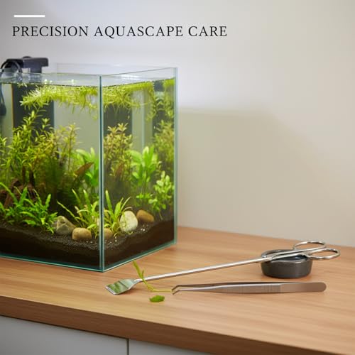 Aquarium Maintenance Tool Set - 430 Stainless Steel Long Reach Scissors, Tweezers & Sand Shovel for Fish Tanks - size: 18.11 x 1.18 x 0.79 in