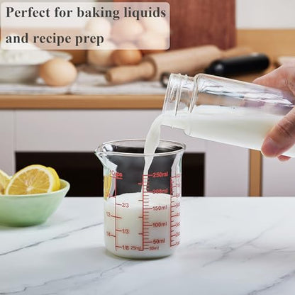 Ackers Glass Measuring Cup 1 Cup,8oz Borosilicate Liquid Measuring Cup with Spout - size: 1Cup,250ML