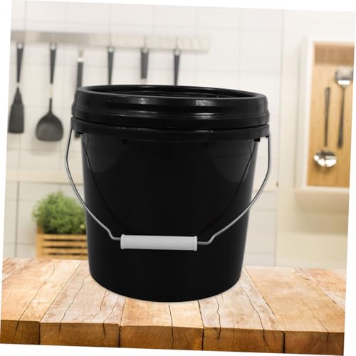 Enhanced Durability Plastic Bucket Lid Handle for Cleaning Laundry Water Wine Milk Versatile Storage - color: Black