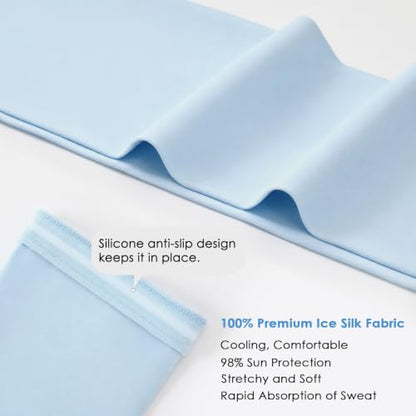 Achiou Cooling Ice Silk Arm Sleeves, Summer UV Sun Protection Compression Sleeves UPF 50+ for Women Volleyball Youth Sports - color: 2 Pairs: 1pair White,1 Pair Blue