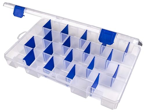 Flambeau Outdoors 5007 Tuff Tainer Fishing Tackle Box with Zerust Anti-Rust Dividers - Includes 18 Dividers, 36 Compartments, Clear Fishing Lure Organizer - 14.25" x 9.125" x 2"