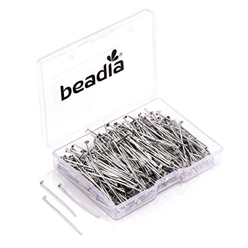 BEADIA Head Pins Platinum for DIY Jewelry Making 30mm 300pcs - color: Platinum, size: 30mm