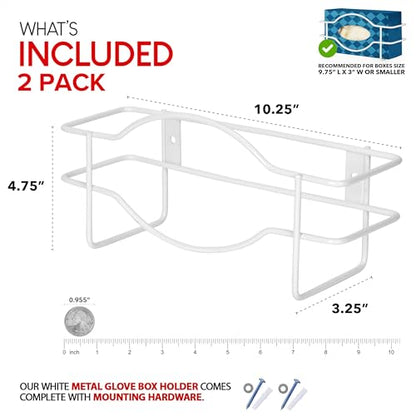 Stock Your Home (White Metal Single Gloves Dispenser (2 Pack) Tissue Box Shelf, Glove Box Holder Wall Mount, For Kitchen, Cleaning Closet, Lab, Exam, Office - size: 2 Count, style: Single Stack