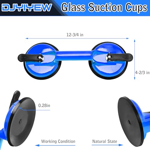 Heavy Duty Suction Cups - Aluminum Vacuum Handle Glass & Tile Lifter - Ergonomic, Reliable Suction for Lifting Large Glass, Tile, Marble, Floor, Dent Puller (2 Pack Blue) - color: Blue