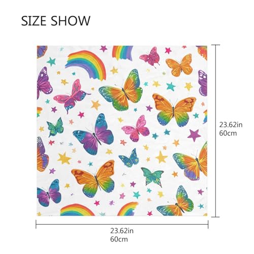Women's Silk Scarf Square Satin Head Scarves Fashion Neck Scarf Hair Wraps Silk Bandana - color: Butterfly Rainbow