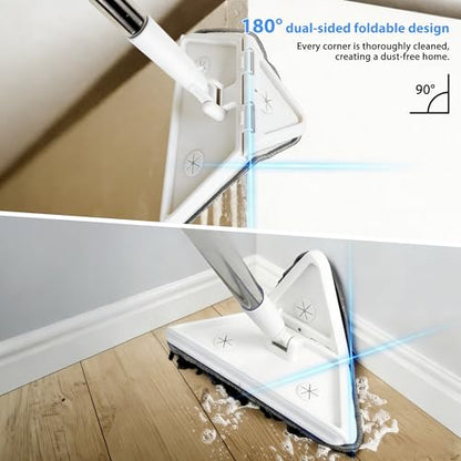 Wall Cleaner Mop with 80" Long Handle.3-in-1 Ceiling Cleaning Tool Duster with 180° Foldable & 360° Rotating Head. Includes 6 Washable Pads for Walls, Baseboards, Windows & Floors. No Ladder Needed.
