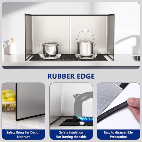 4 Sided Grease Splatter Guard Foldable Splatter Guard for Stove Stainless Steel Oil Splatter Screens Backsplash for Wall Gas Range Frying Pan Camping(Size:15.7×31.5×15.7inches) - size: 15.7×31.5×15.7inches