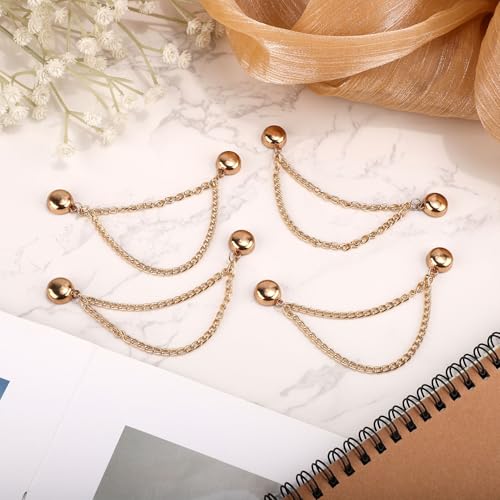4pcs Magnetic Clothing Clips, Multi-Function Magnetic Button Clips Pinless Magnet Clothing Pins Clothing Accessories for Sleeves Skirts Dresses (Gold) - color: Gold