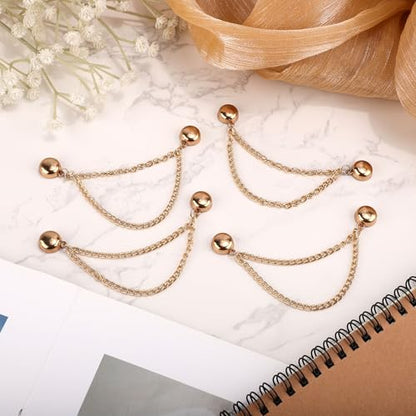 4pcs Magnetic Clothing Clips, Multi-Function Magnetic Button Clips Pinless Magnet Clothing Pins Clothing Accessories for Sleeves Skirts Dresses (Gold) - color: Gold