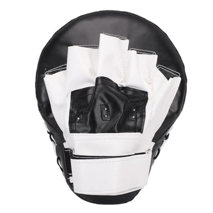 Boxing Curved Focus Punching Mitt PU Leather Boxing Pad with Adjustable Strap for Taekwondo Training - color: Black White