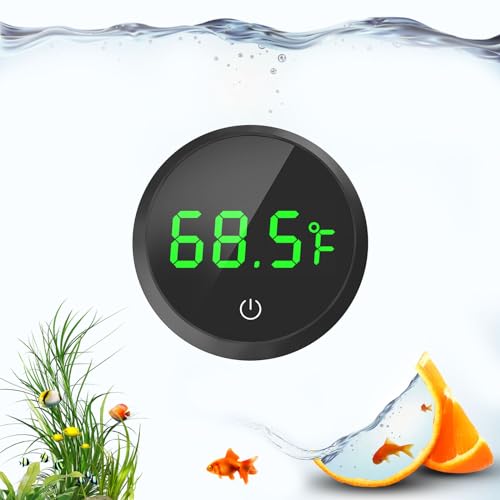 QZQ Fish Tank Thermometer Aquarium Thermometer Wireless Touch Stick Digital Aquarium Thermometer LED Display ±1°F for Monitoring The Fish Tank Aquarium Temperature Accessories (Black) - color: Black