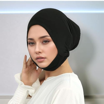 Hijab Beanies Cap Undercaps Slouchy with Elasti Non-Slip Caps Under Scarf for Women - color: Bk+lkq