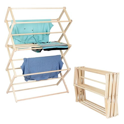 Pennsylvania Woodworks Clothes Drying Rack: Solid Maple Hard Wood Laundry Rack for Sweaters, Blouses, Lingerie & More, Durable Folding Drying Rack, Made in USA, No Assembly Needed, Large - color: Large