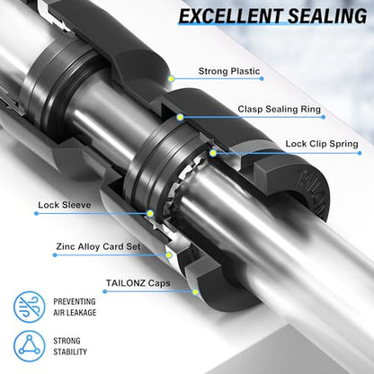 TAILONZ PNEUMATIC Black 1/4 Inch od Push to Connect Fittings Pneumatic Fittings Kit 20 Spliters+20 Elbows+20 tee+20 Straight (80 pcs) - color: Black, size: 1/4"OD/80PCS