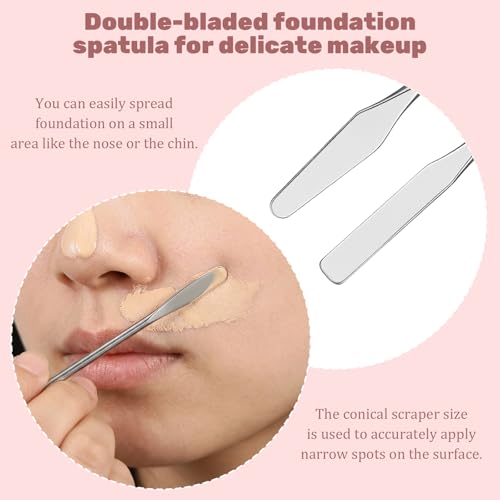TIESOME 5 Pcs Lab Spatula, Small Stainless Steel Micro Spatula (Silver) | Double Ended Mini Metal Spatulas with Square and Round Ends, Portable Makeup Mixing Tool for Cosmetics, Wax, Resin, Clay
