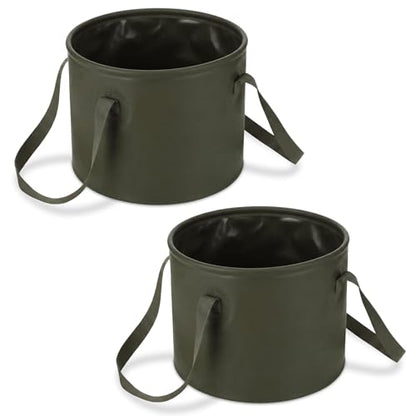 2 Pack Collapsible Bucket 5 Gallon Foldable Bucket Portable Car Wash Container, Fishing and Utility Basin with Handle, 20L for Camping, Hiking,Dish Washing, Fishing, Laundry