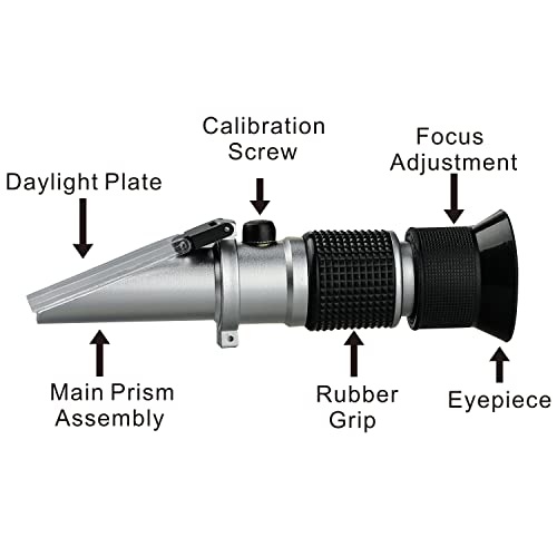 Brix Refractometer 0~90%, Handheld Sugar Refractometer, High Accurate Brix Measurement Meter with ATC for Fruit, Beverages&Juice, Honey, Maple Syrup, Molasses and Other Sugary Drink - color: Brix 0~90%