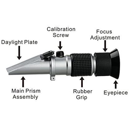 Brix Refractometer 0~90%, Handheld Sugar Refractometer, High Accurate Brix Measurement Meter with ATC for Fruit, Beverages&Juice, Honey, Maple Syrup, Molasses and Other Sugary Drink - color: Brix 0~90%