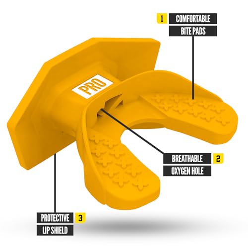 Nxtrnd One Pro Football Mouth Guard, Interchangeable Strap, Fits Adult & Youth (Yellow) - color: Yellow Pro