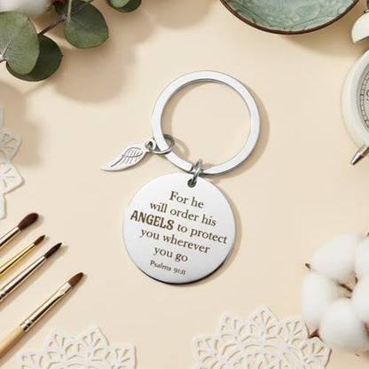 Bible Verse Keychain Christian Gifts Spiritual Religious for Men Women Friends Work Bestie Soul Sister Coworker Psalms 91 Faith Based Gifts Valentines Day Birthday Christmas Fathers Day Mothers Gift