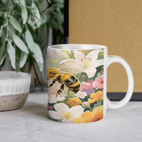 Goldfish Swimming in The Fish Tank Ceramic Coffee Cups with Handle,Porcelain Coffee Mugs for Men Women Tea Cup for Cappuccino Latte Mocha Milk Macchiato Cafe