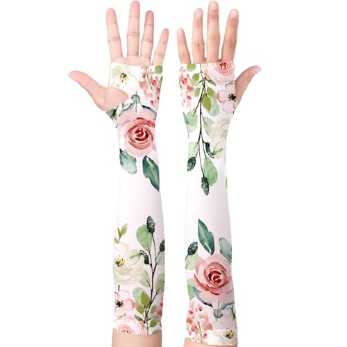 YPHCDO Gardening Sleeves for Women Farm Sun Protection Thorn Proof Cooling Arm Sleeves to Cover Arms for Garden Sports - color: White Green