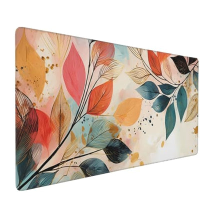 35.4 x 15.7 in, XXL Large Mouse Pad for Desk, Extended Keyboard Mouse Mat for Computer Office, Big Mouse pad with Stitched Edges, Gaming Pc-Boho Leaves - color: Boho Leaves