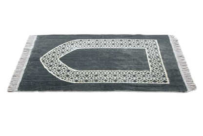 ihvan online Luxury Velvet Muslim Prayer Rug, Janamaz, Thick Soft Sajadah, Portable Travel Prayer Carpet Mat, Islamic Gift for Eid, Ramadan, Hajj & Umrah, Grey - color: Grey