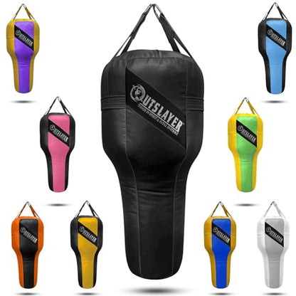 Outslayer Angle Uppercut Heavy Punching Bag for Boxing & MMA - Customizable Colors, Optional D-Ring, Unfilled/Soft Filled Choices - Made in USA - color: Black, style: Filled Without Bottom D-Ring
