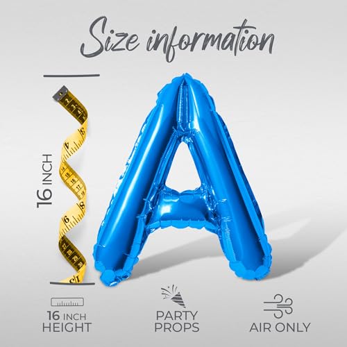 Letter Balloons - EID MUBARAK 16" Inch Alphabet Letters Foil Mylar Balloon Blessed Feast Festival Party Banner (Blue) - color: Blue