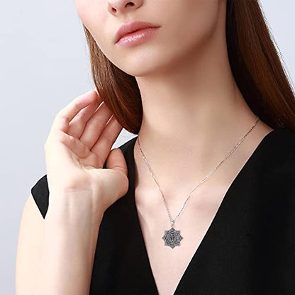 Allah Necklace 925 Sterling Silver Lotus Allah Pendant Arabic Muslim Jewelry for Women Men - style: Style-5
