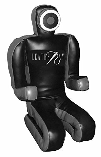 LEATHERAY MMA Jiu Jitsu Grappling Dummy Judo Punching Bag,Brazilian Jiu Jitsu Dummy,Wrestling Grappling BJJ Dummy Black Synthetic Leather - 48 inches-Unfilled