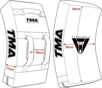 TMA Kick Shield Muay Thai Kickboxing, Heavy Curved Kicking Striking Body Pad, Target MMA Boxing Training, Kickboxing Body Shield, 3 Padded Handles, Karate Kicking Pads, Sparring Sheild - color: Black/Red