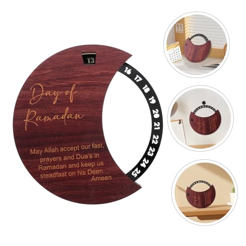 Alipis Wooden Ramadan Countdown Calendar Rotatable Calendar Eid Mubarak Decoration Holiday Countdown Decorative for Home Decor