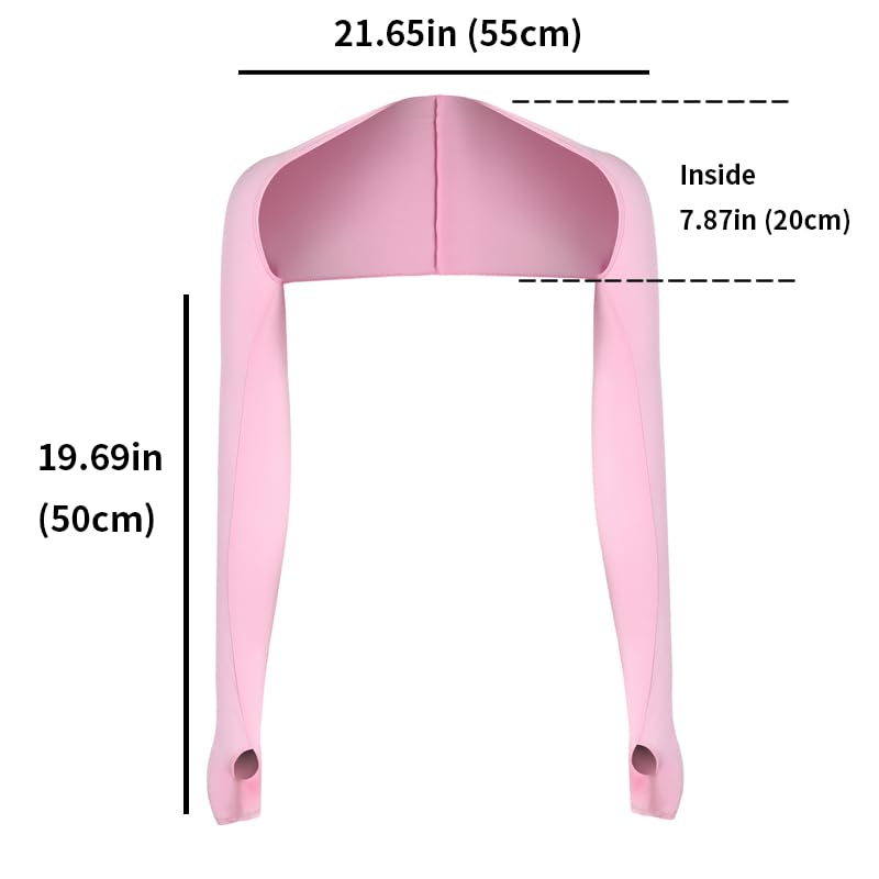 Women Cooling Shawl Arm Sleeve with Finger Hole, Comfortable & Breathable, Anti-UV, Ladies Sun Protection Cooler Shrug - color: Pink