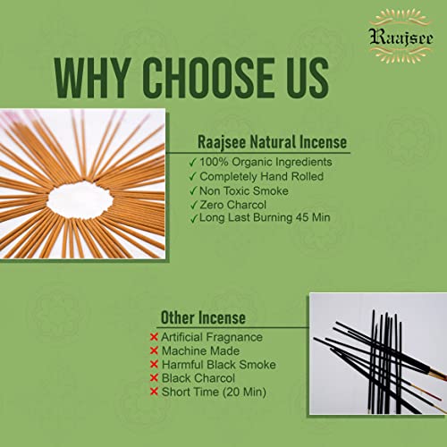 Raajsee Incense Sticks Eucalyptus 100 gm Pack-100% Pure Organic Natural Hand Rolled Free from Chemicals-Perfect for Church, Aromatherapy,Relaxation,Meditation,Positivity & Sensual Therapy - color: Eucalyptus