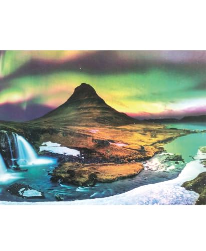 1000 Piece Puzzle for Adults, Jigsaw Puzzle with Northern Lights Iceland - color: Northern Light Ata Kirkjufell, Iceland