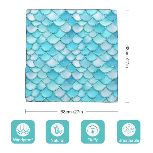 Women’s Square Scarf 27"x27", Lightweight Chiffon Satin Feel Fashion Scarf for Neck Hair Band Head Wrap Bag Accessory - color: Mermaid Scale Blue
