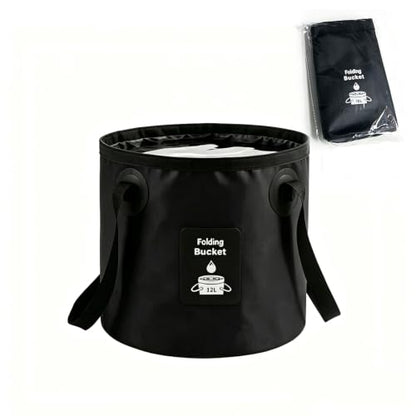 Collapsible Bucket with Handle, Lightweight Folding Water Container, Portable Collapsible Bucket for Fishing, Camping, Hiking, Backpacking, Outdoor Survival, Car Washing Black 12L - size: 12L