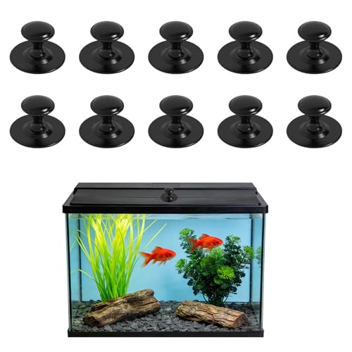 10 Pcs Aquarium Lid Handle, Acrylic Round Handles with Adhesive for Fish Tank Cover, Fish Tank Accessories, Aquarium Lid Handle Replacement (Black) - color: Black
