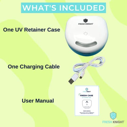 FRESH KNIGHT UVC Retainer Cleaner & Denture Cleaner - UV Retainer Case - Ideal for Invisalign & Mouth Guards - White UV Retainer Container - Convenient Travel Size - color: White UV